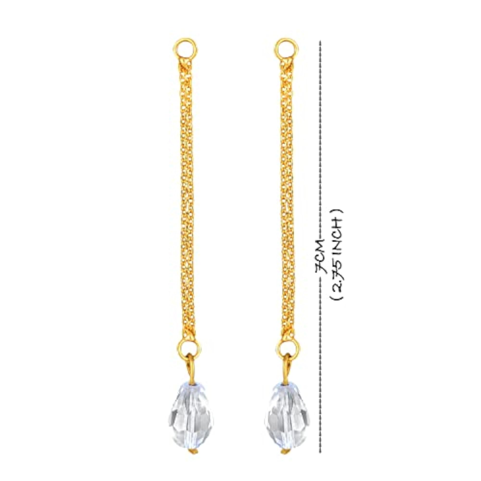 Women's Plated Removable Stud and Chain Drop Earring Combo Set